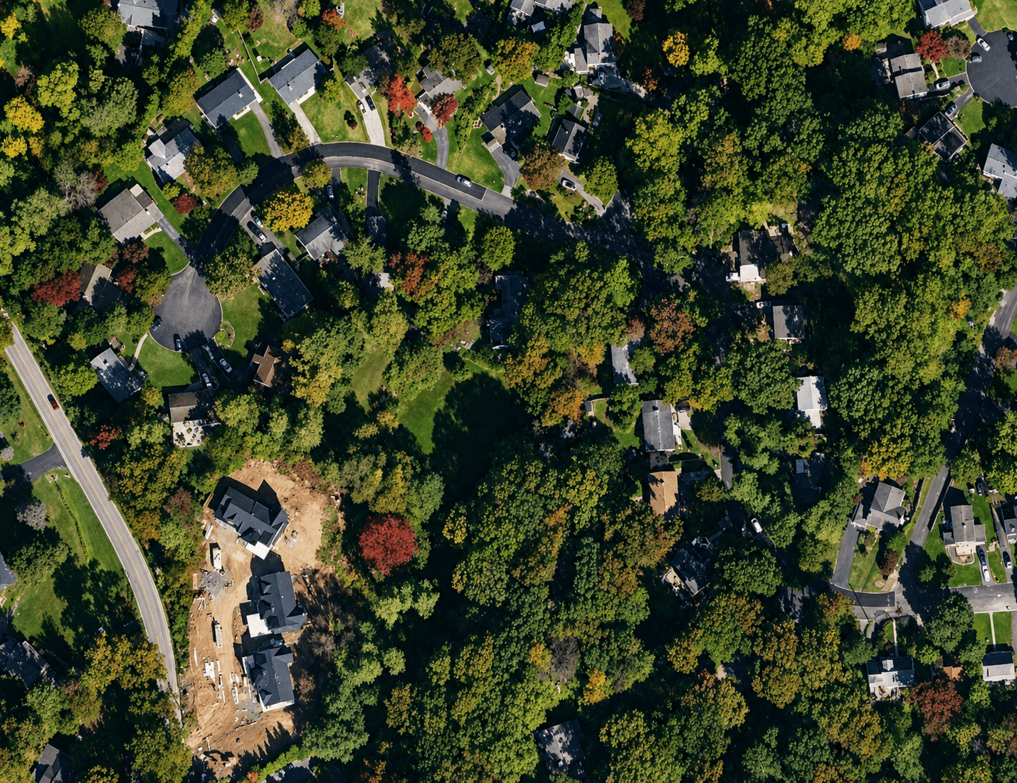 Overhead view of the Edgewold neighborhood